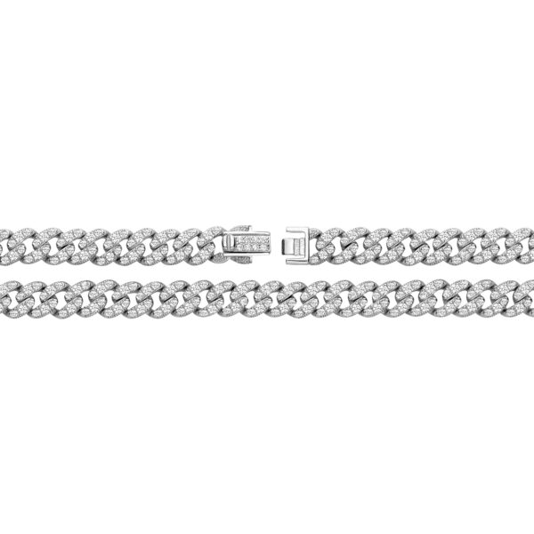 Silver Rhodium Plate Cz Curb Chain