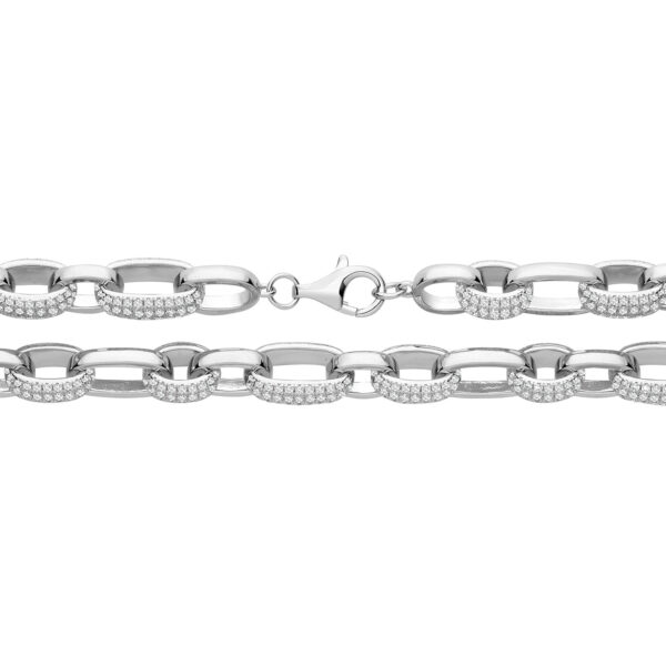 Sterling Silver Cz Figaro And Belcher Chain