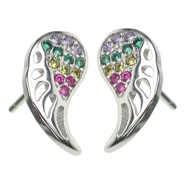 sterling silver rainbow angel wing earrings festival