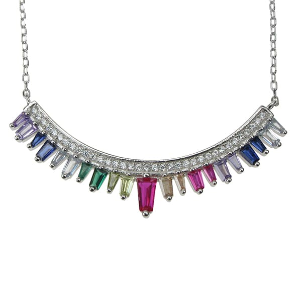 sterling silver multicoloured stone neckalce