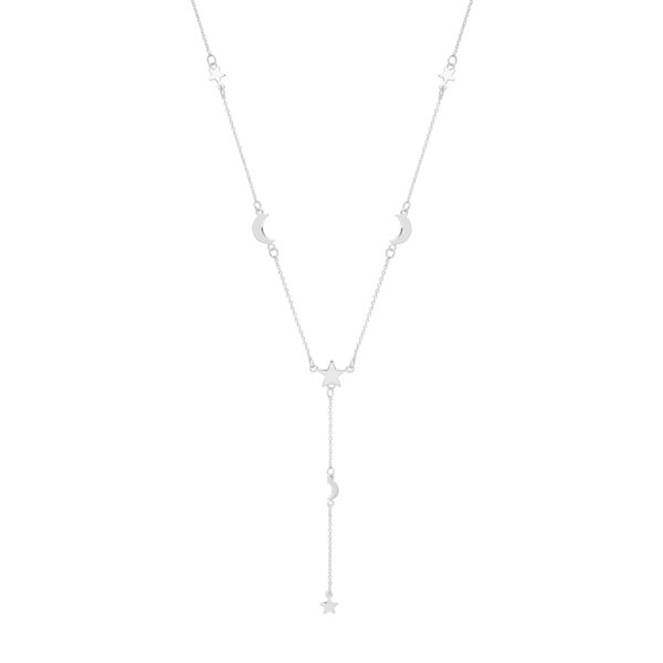 Silver Rhodium Plate Star And Moon