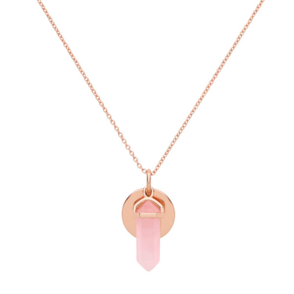 Silver Rose Gold Plated Quartz Necklet