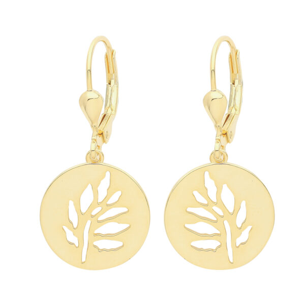 silver gold plated branch leaf design earrings drop
