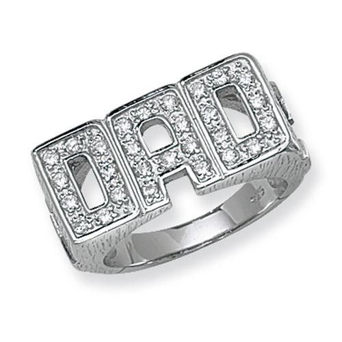 Sterling Silver Cubic Zirconia Dad Ring