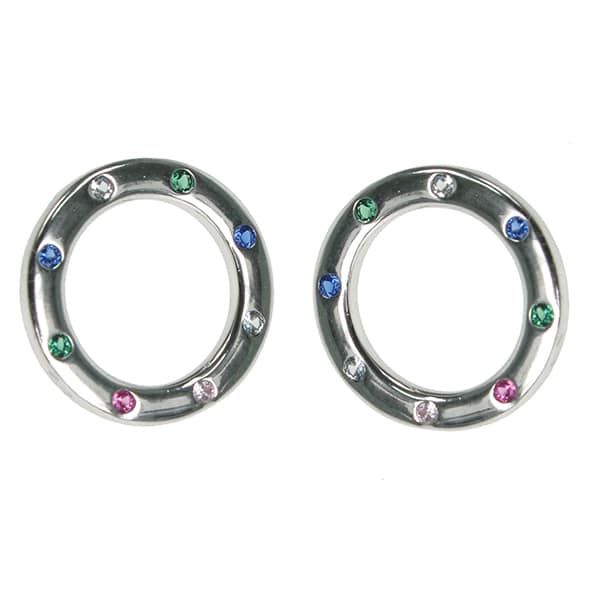 sterling silver multicoloured cz earrings