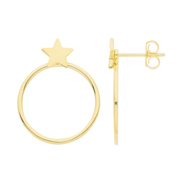 Silver Gold Plate Star Hoop Earrings