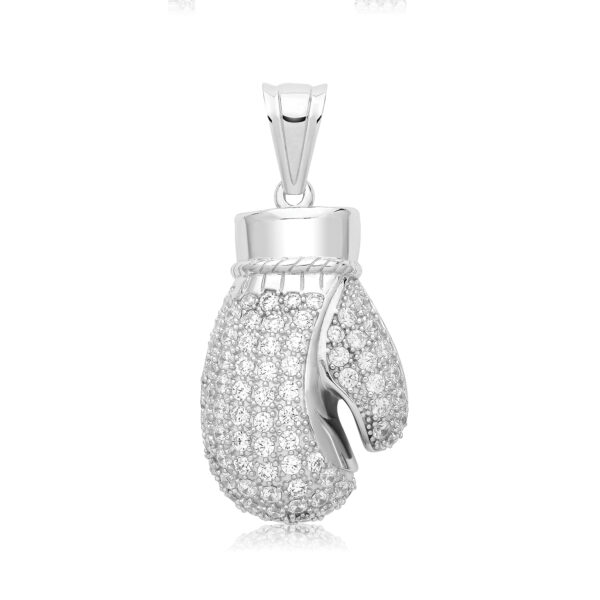 Sterling Silver Boxing Glove Cz Pendant