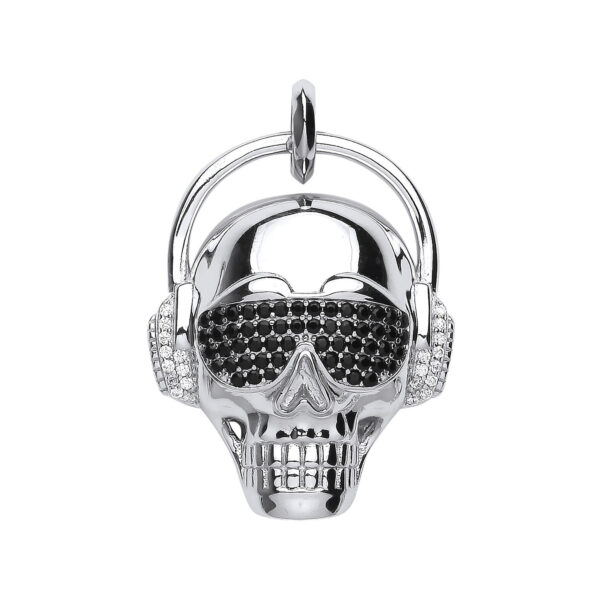 sterling silver cz skull pendant