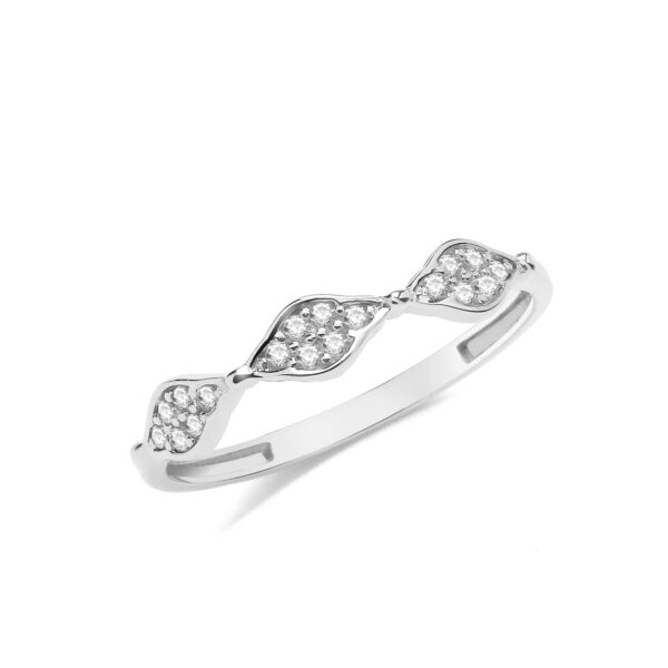 9 carat white gold cz set fancy ring