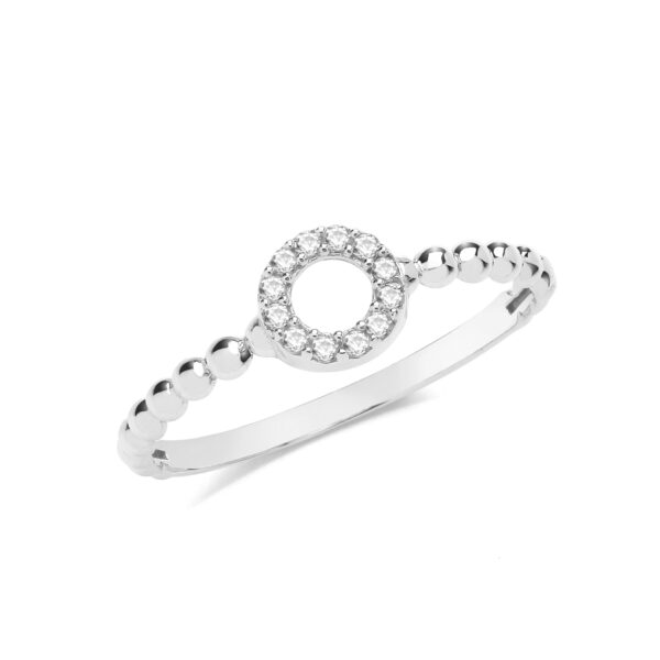 9 carat white gold circle cz ring