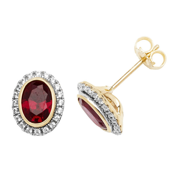 9ct Yellow Gold Created Ruby Stud Earrings