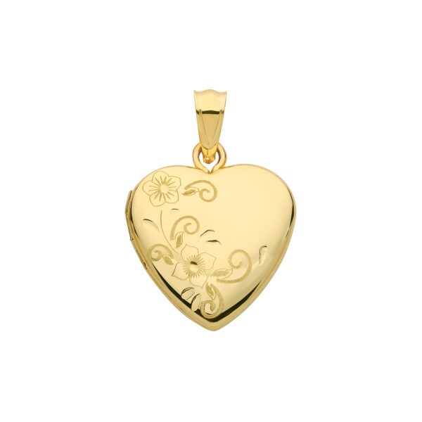 9 carat yellow gold heart locket pendant