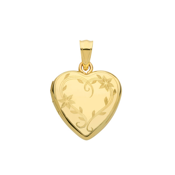 9 carat yellow gold intricate flower design locket pendant