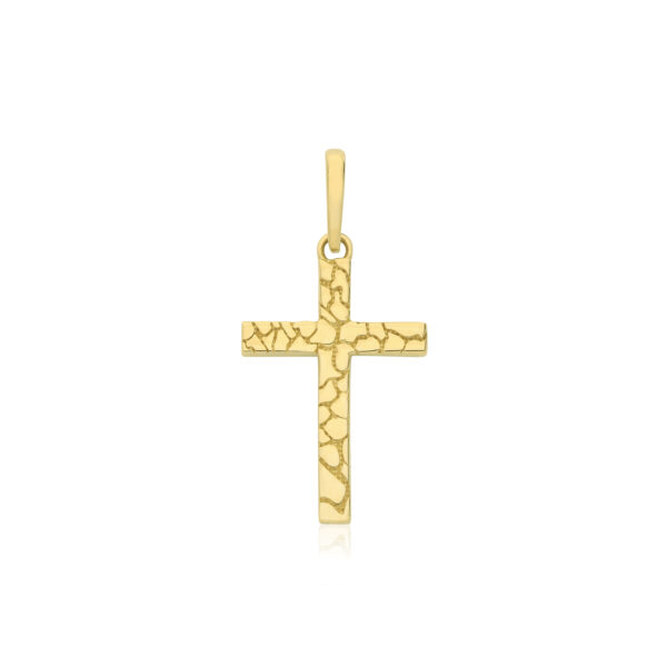 9 carat yellow gld fancy patterned cross pendant