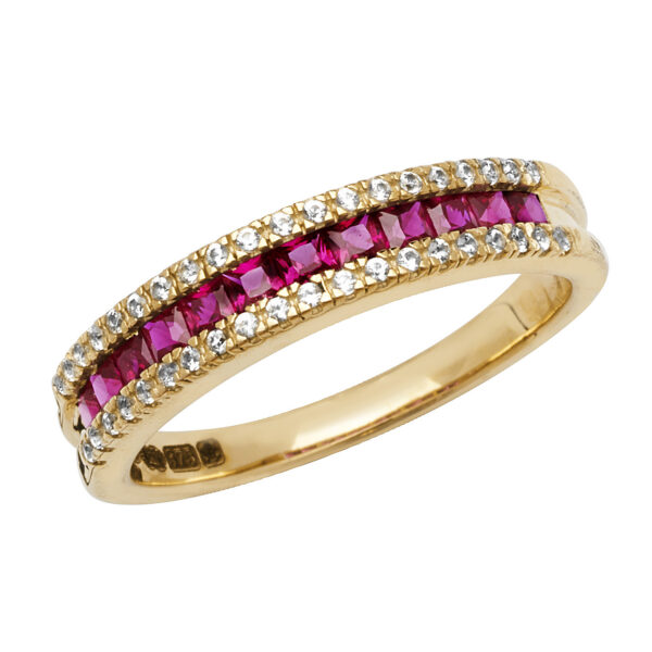 9 Carat Gold Created Ruby Band