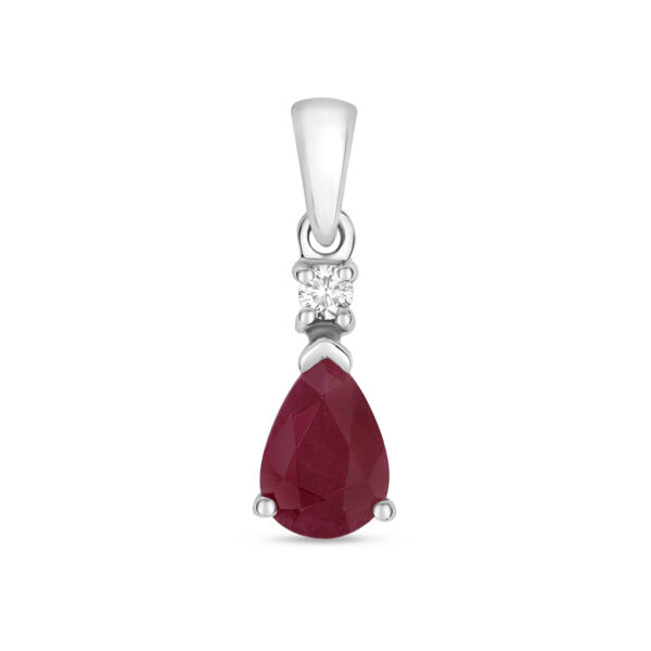 9ct white gold ruby and diamond pendant