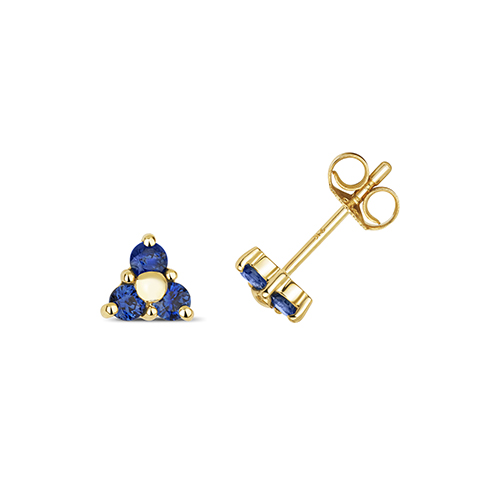 9ct yellow gold Sapphire trio earrings