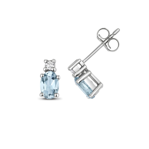 9ct white gold amethyst and diamond stud earrings