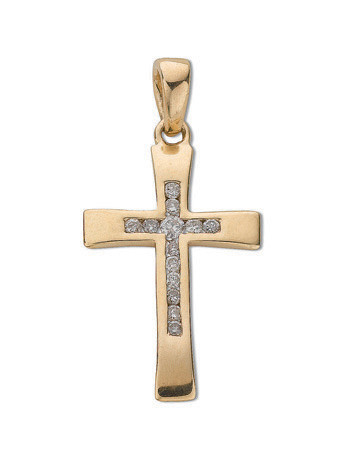 9 carat yellow gold diamond cross