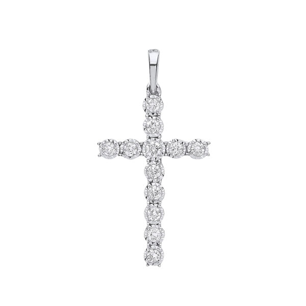 9 carat white gold diamond cross