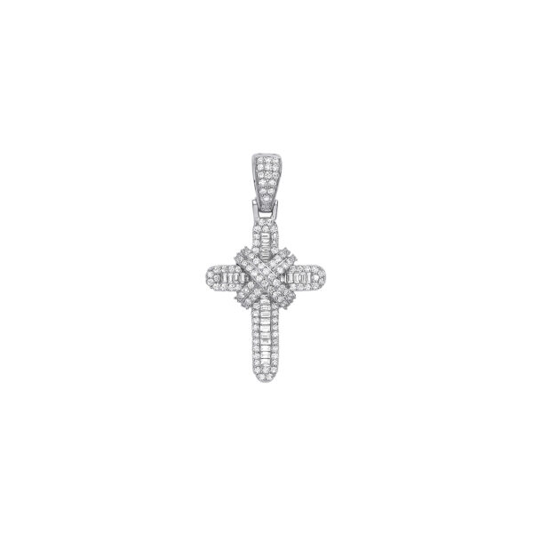 18 carat white gold diamond fancy cross pendant