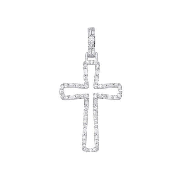 9 carat white gold diamond cross pendant