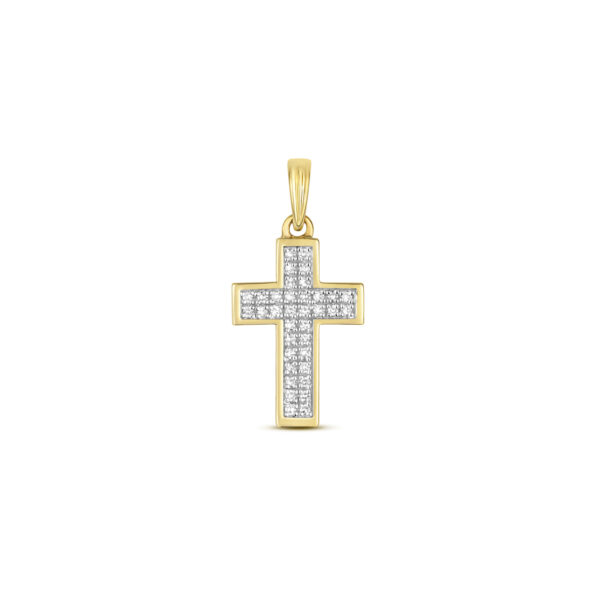 9 carat yellow gold diamond cross