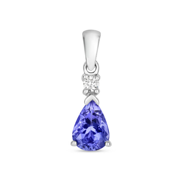 9ct white gold tanzanite and diamond pendant