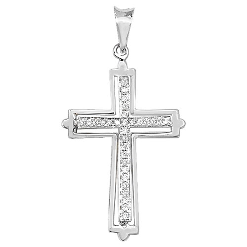 18 carat white gold diamond cross pendant