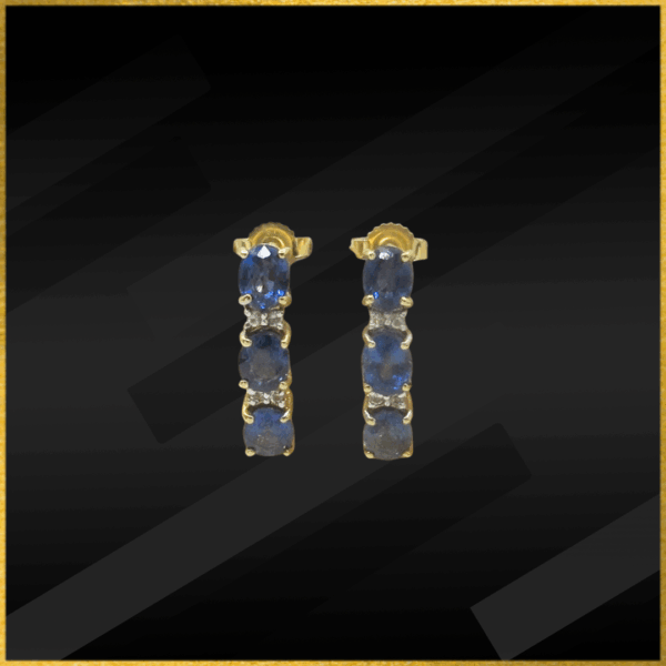 9 Carat Gold Sapphire And Diamond Drop Earrings