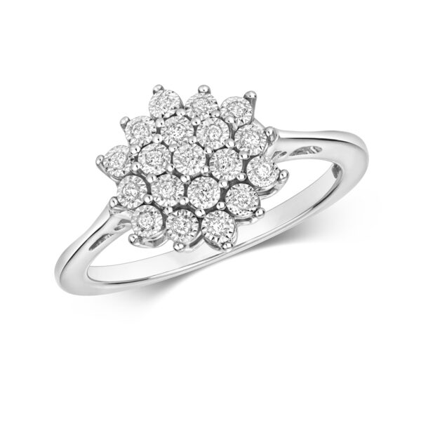9 carat white gold illusion set diamond ring