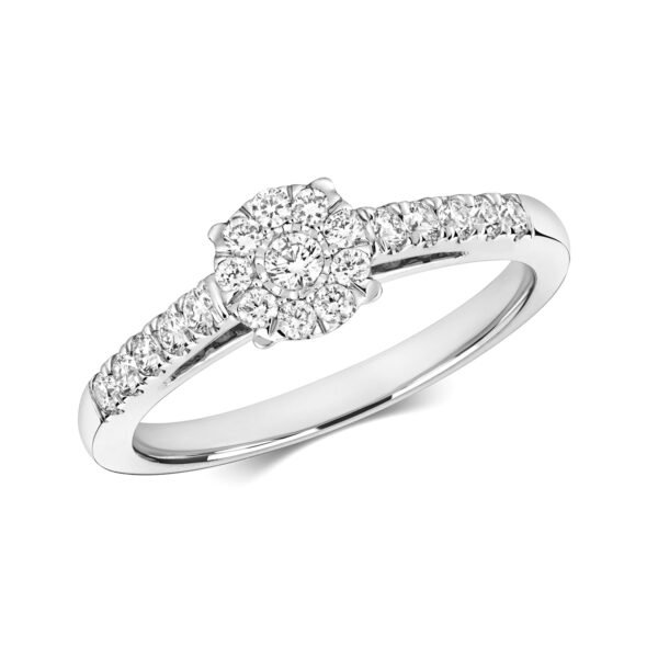 9 carat white gold illusion set diamond ring
