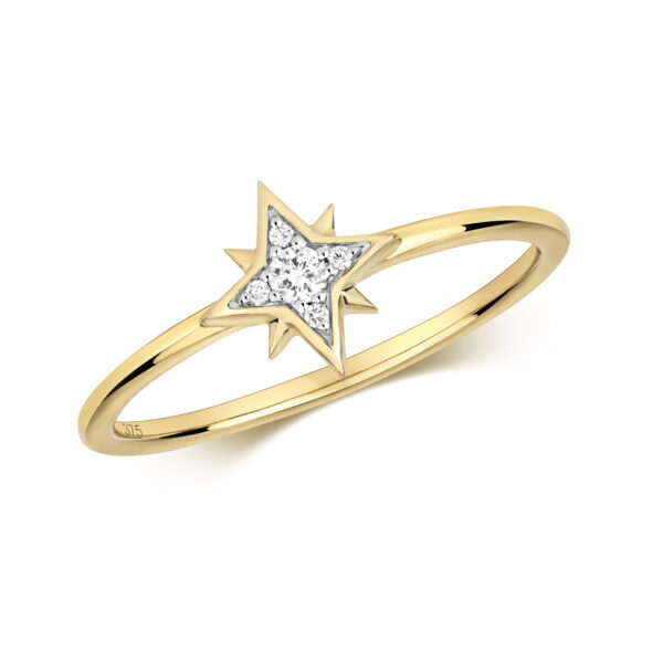 9 carat yellow gold northern star ring