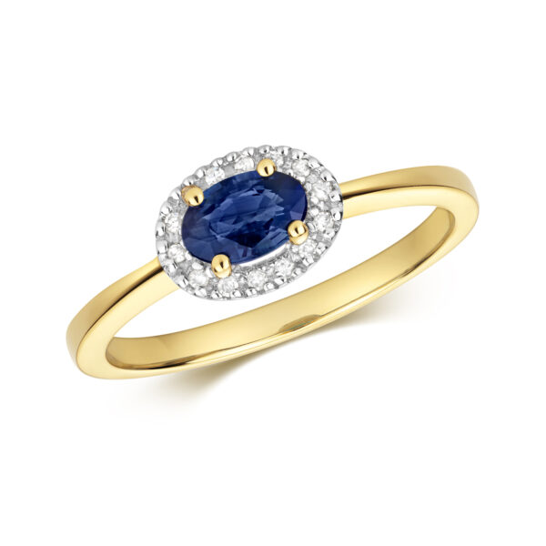 9 carat yellow gold sapphire and diamond ring