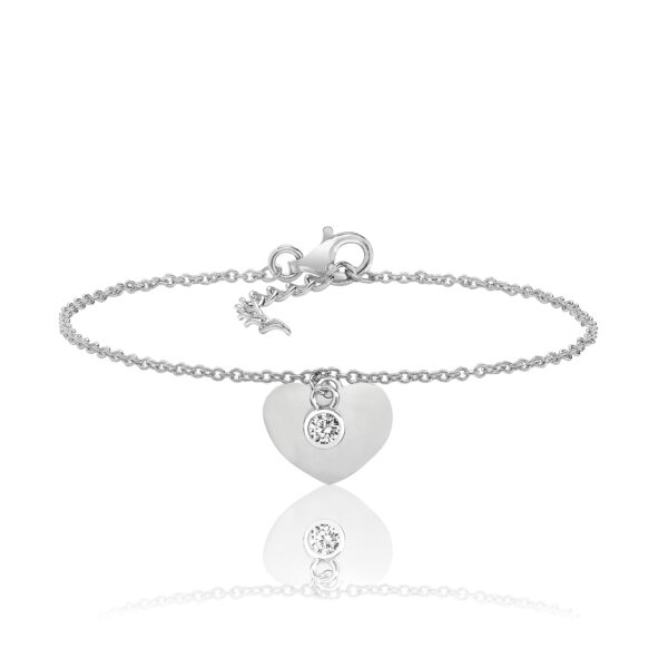 sterling silver cz set heart design bracelet