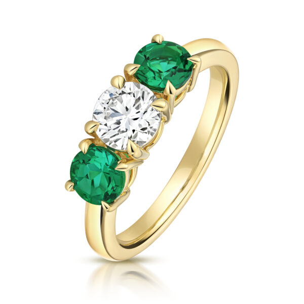 9 carat yellow gold lab grown emeralds and diamond