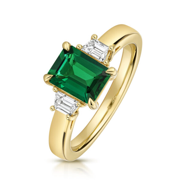 9 carat yellow gold emerald and diamond ring