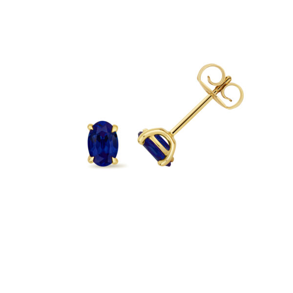 9 carat yellow gold lab grown sapphire stud earrings