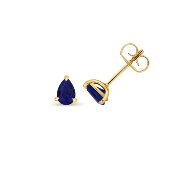9ct Gold Lab Grown Pear Sapphire Earrings