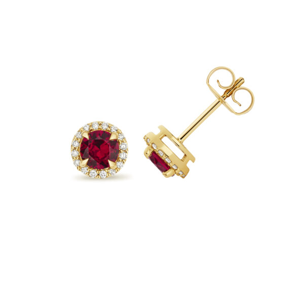 9 carat yellow gold ruby and diamond earrings