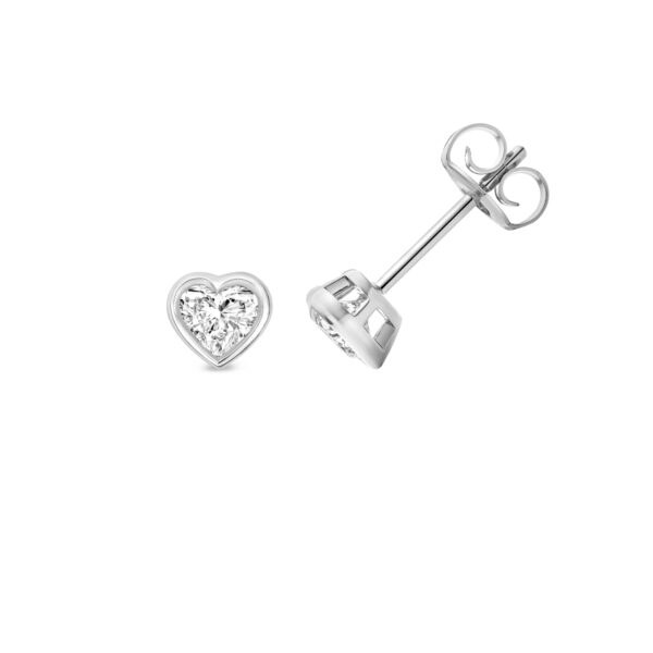 18 carat white gold heart shape lab grown diamond earrings