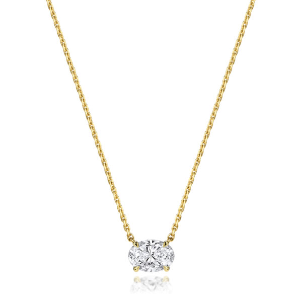 18 carat yellow gold oval lab grown diamond pendant