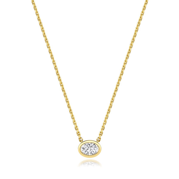 18 carat yellow gold lab grown diamond oval pendant