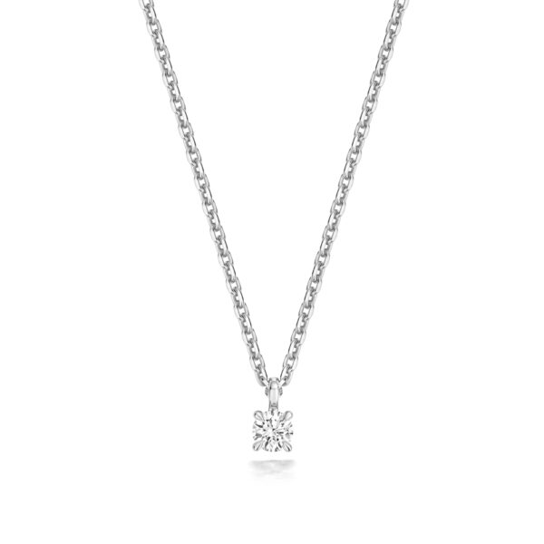 Silver Lab Grown Diamond Pendant And Chain