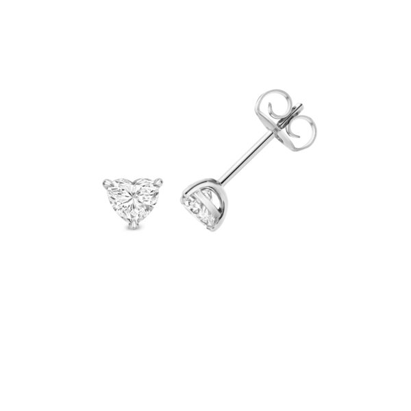 18 carat white gold heart diamond earrings