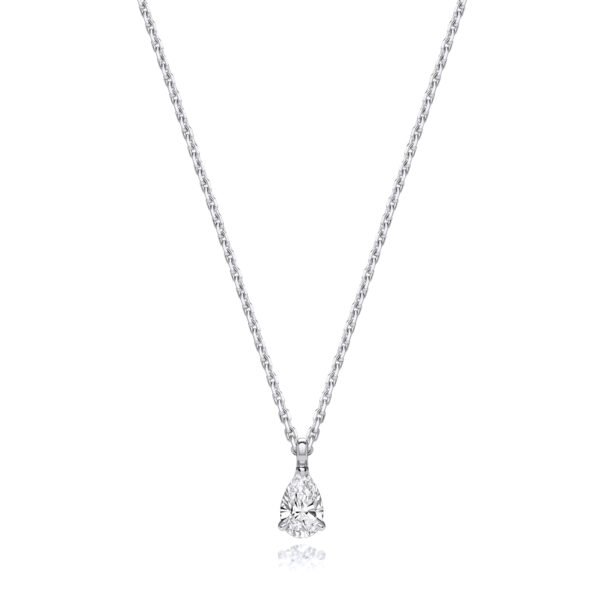 18 carat white gold lab grown diamond pendant and chain
