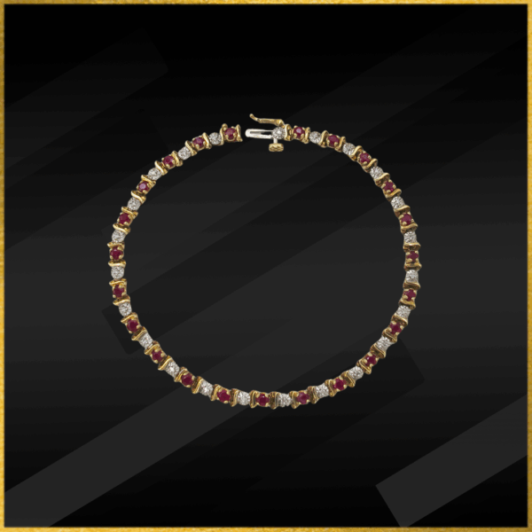 9 Carat Gold Ruby And Diamond Bracelet