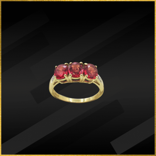 9 carat gold rhodolite garnet and diamond ring