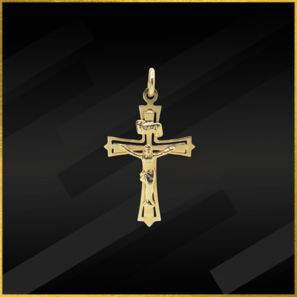 9 carat yellow gold crucifix pendant