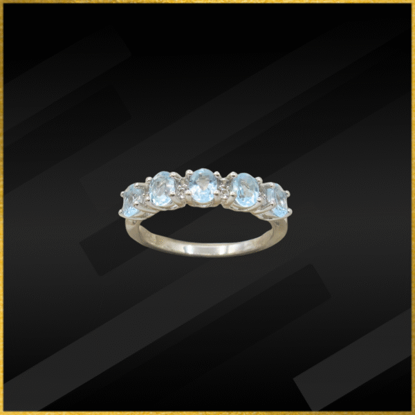 9 Carat White Gold Aquamarine And Diamond Ring